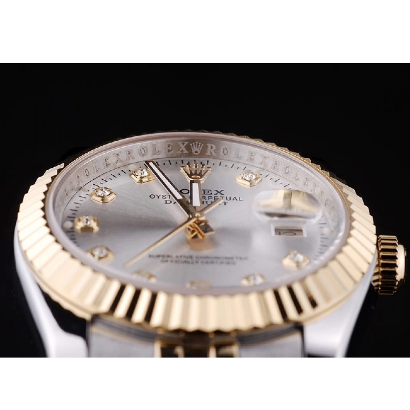 MiroTime 0815 Rolex Datejust Silver Dial Diamonds Ribbed Bezel 7454